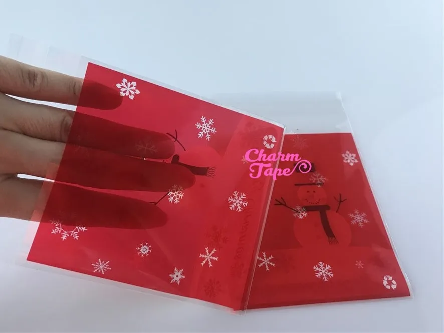 Festive Snowman Gift Bags Cello Bags Self-adhesive Cookie bags - Favors Bags - Party bags 20/50/100 bags CB58