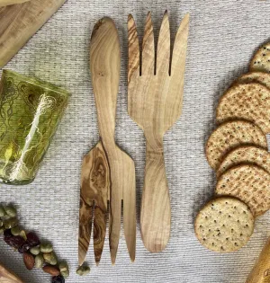 Fine Hand Salad Servers of Olivewood