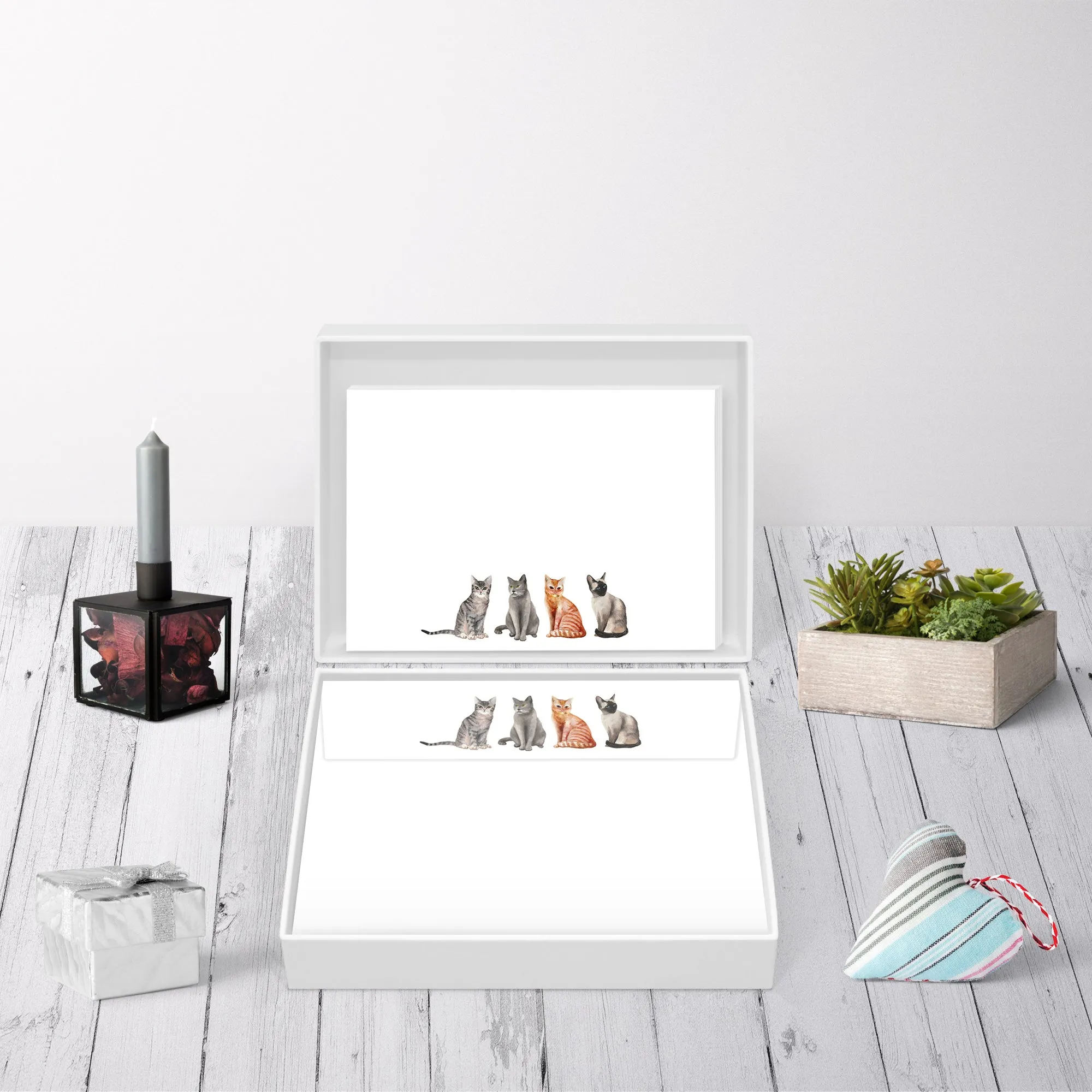 Four Cats Flat Notecard Set