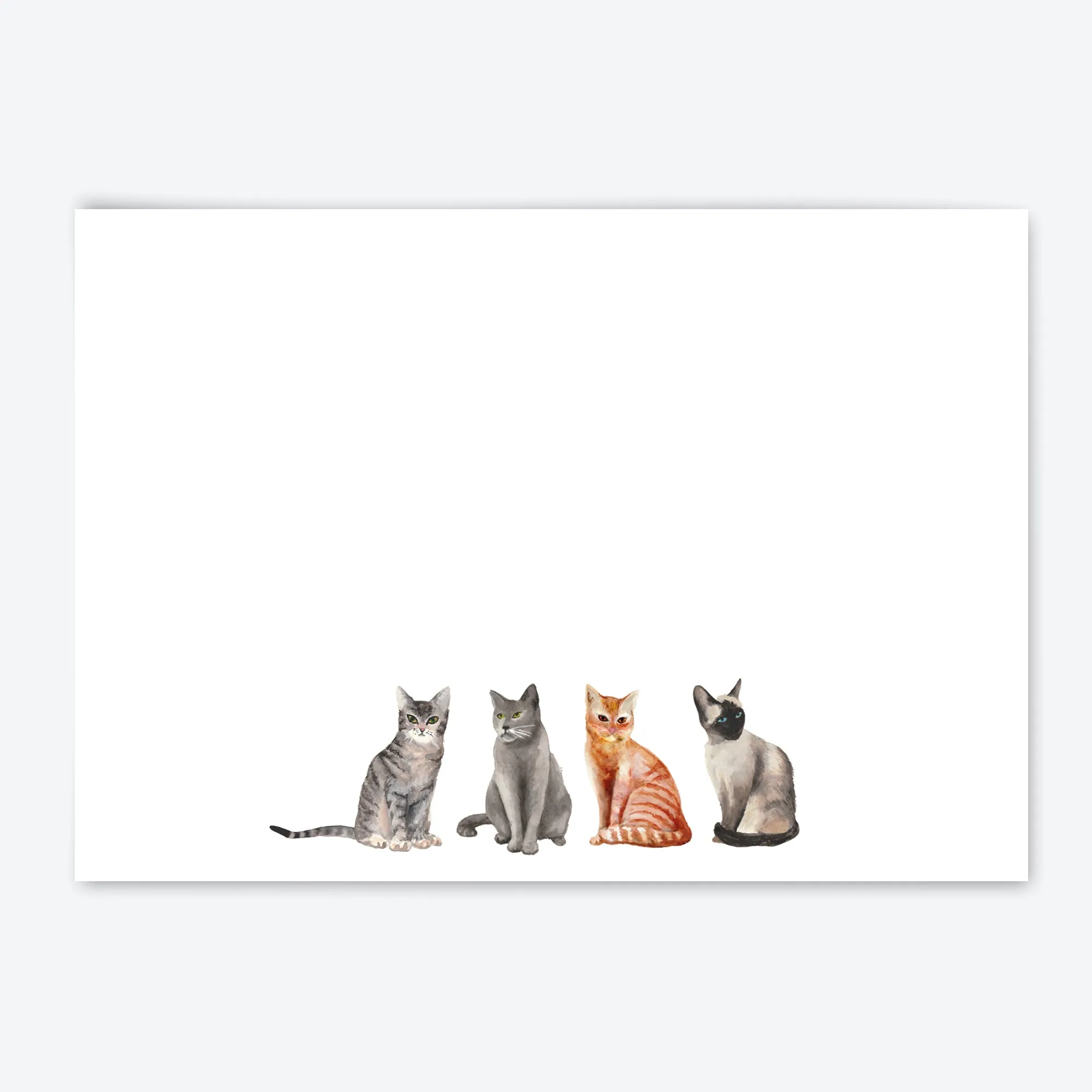 Four Cats Flat Notecard Set