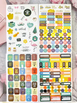 Functional & Colorful Sticker Kit - Set of 4 Pages