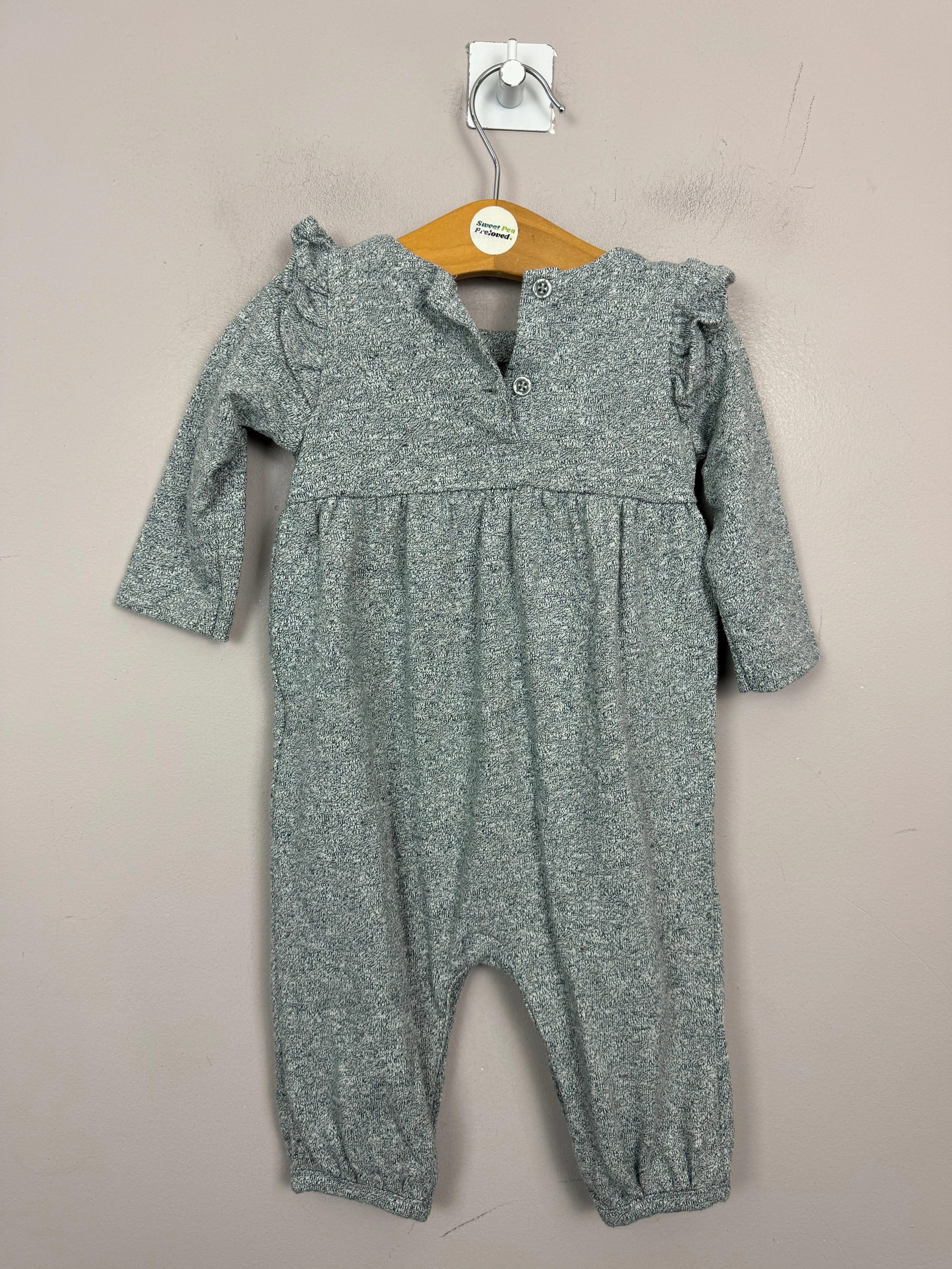 Gap grey ruffle playsuit 3-6m