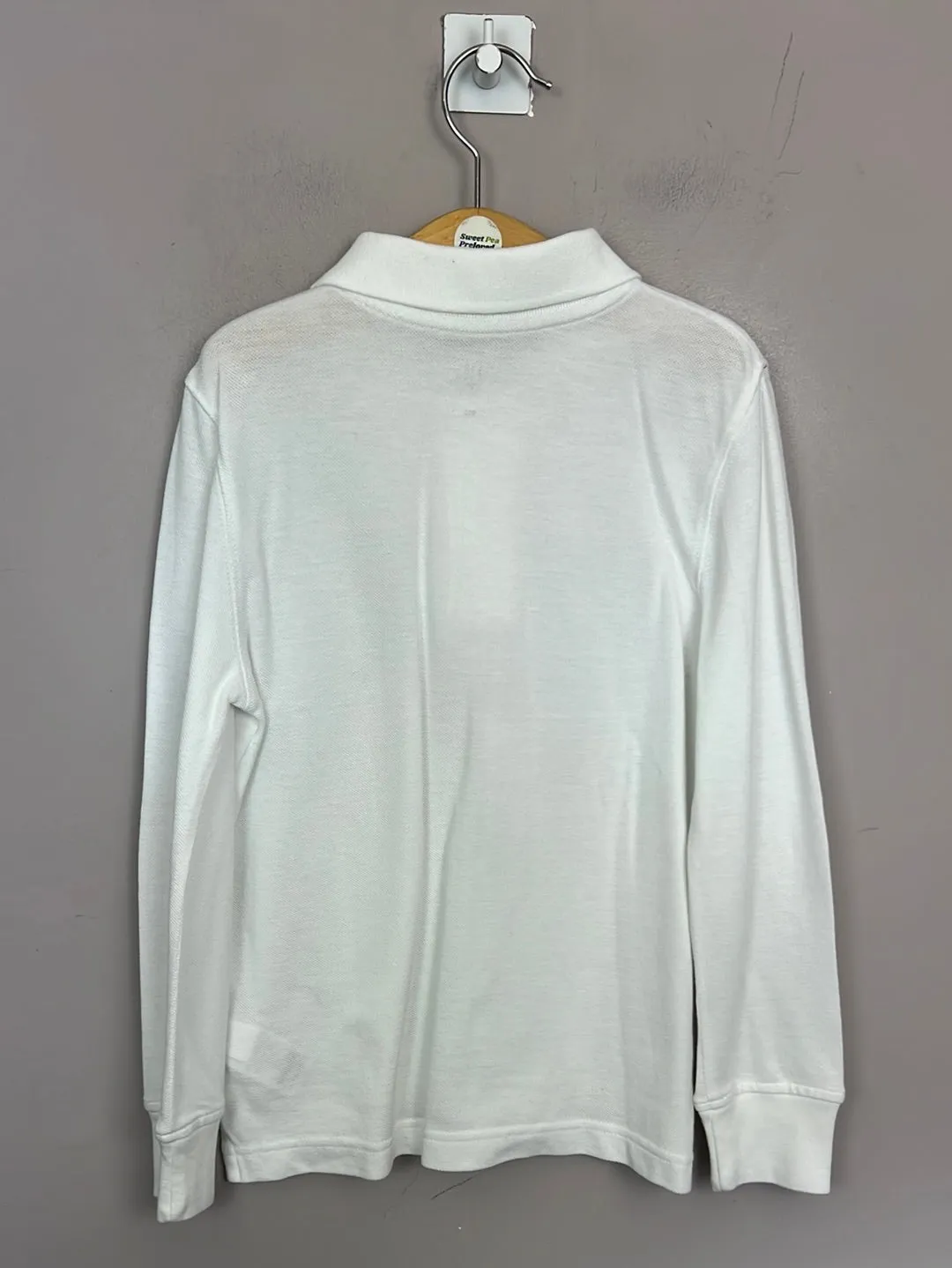 Gap White Long Sleeve Polo 6-7y