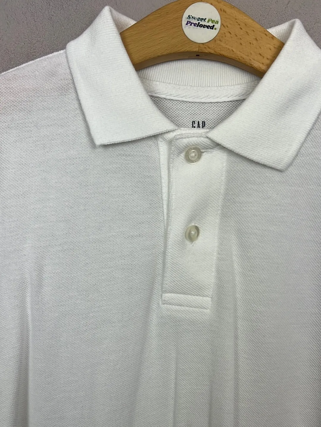 Gap White Long Sleeve Polo 6-7y