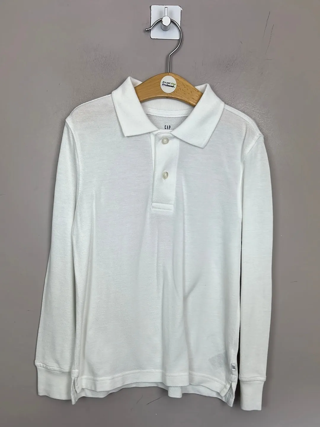 Gap White Long Sleeve Polo 6-7y