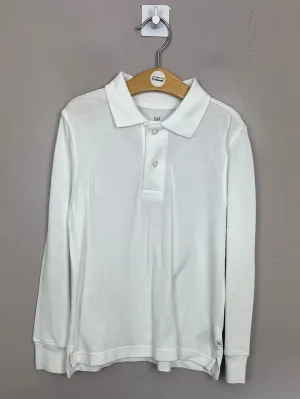 Gap White Long Sleeve Polo 6-7y
