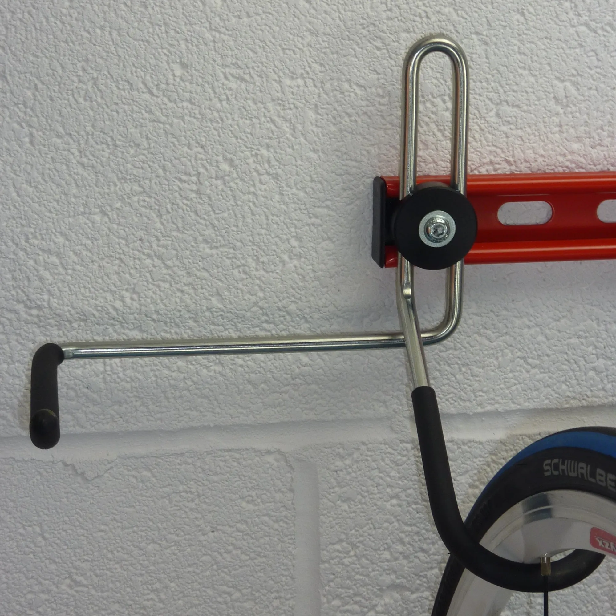 Garage bike rack for 3 bikes   3 sets of helmets, backpacks and coats