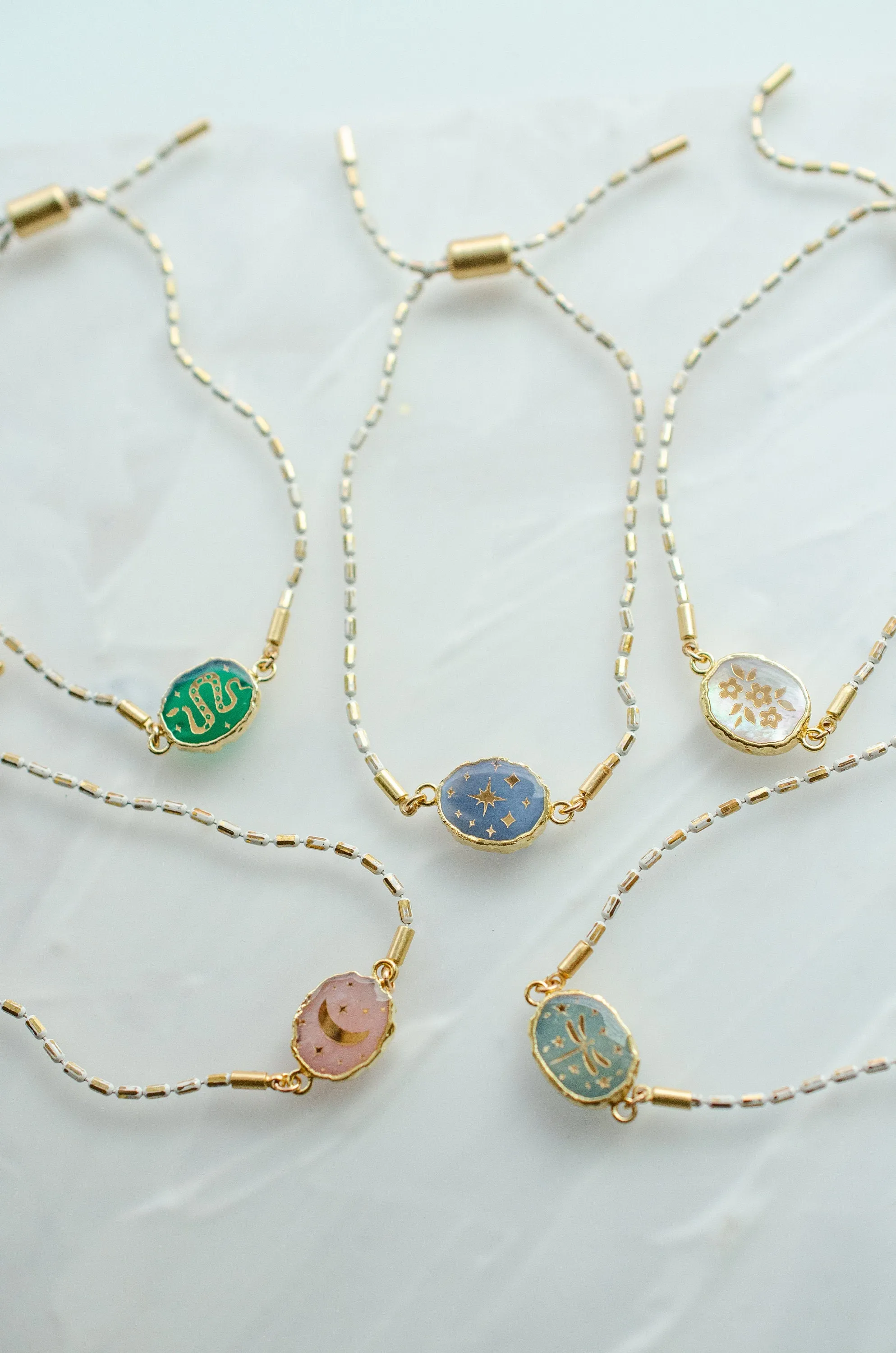 Gemstone pull tie bracelet, friendship charm bracelet, natural stone bracelet, stackable bracelets, celestial bracelets, minimal bracelet,