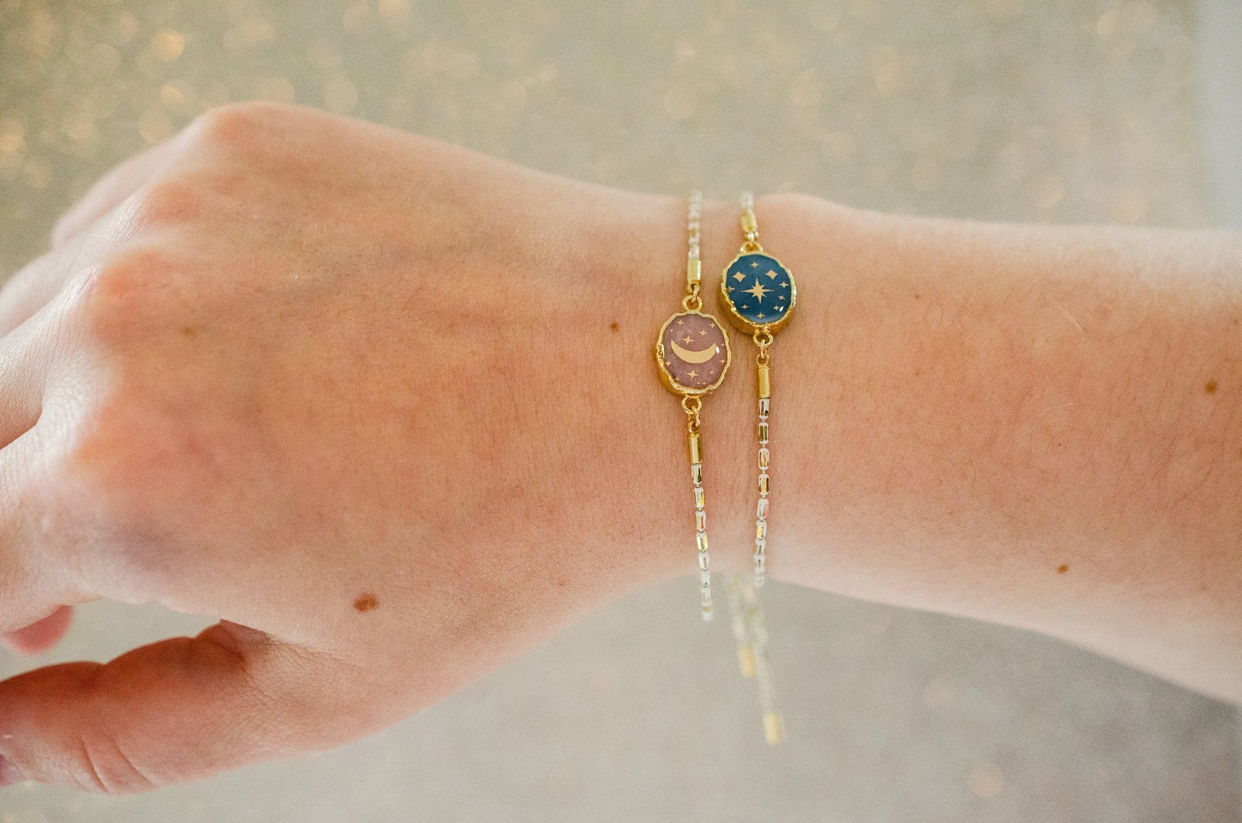 Gemstone pull tie bracelet, friendship charm bracelet, natural stone bracelet, stackable bracelets, celestial bracelets, minimal bracelet,
