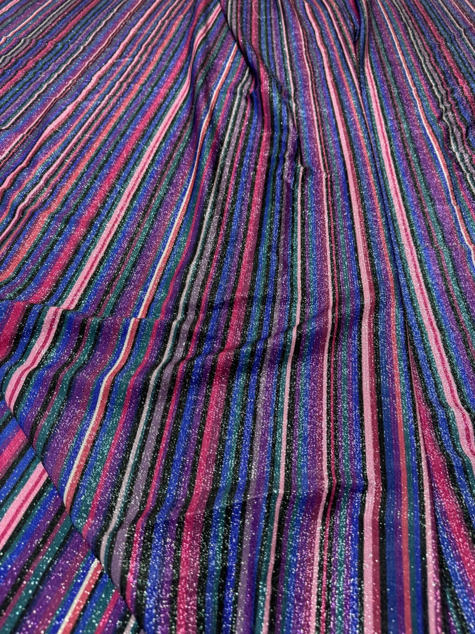 Glitter Striped Lurex Spandex Fabric - 4-Way Stretch Dress Fabric