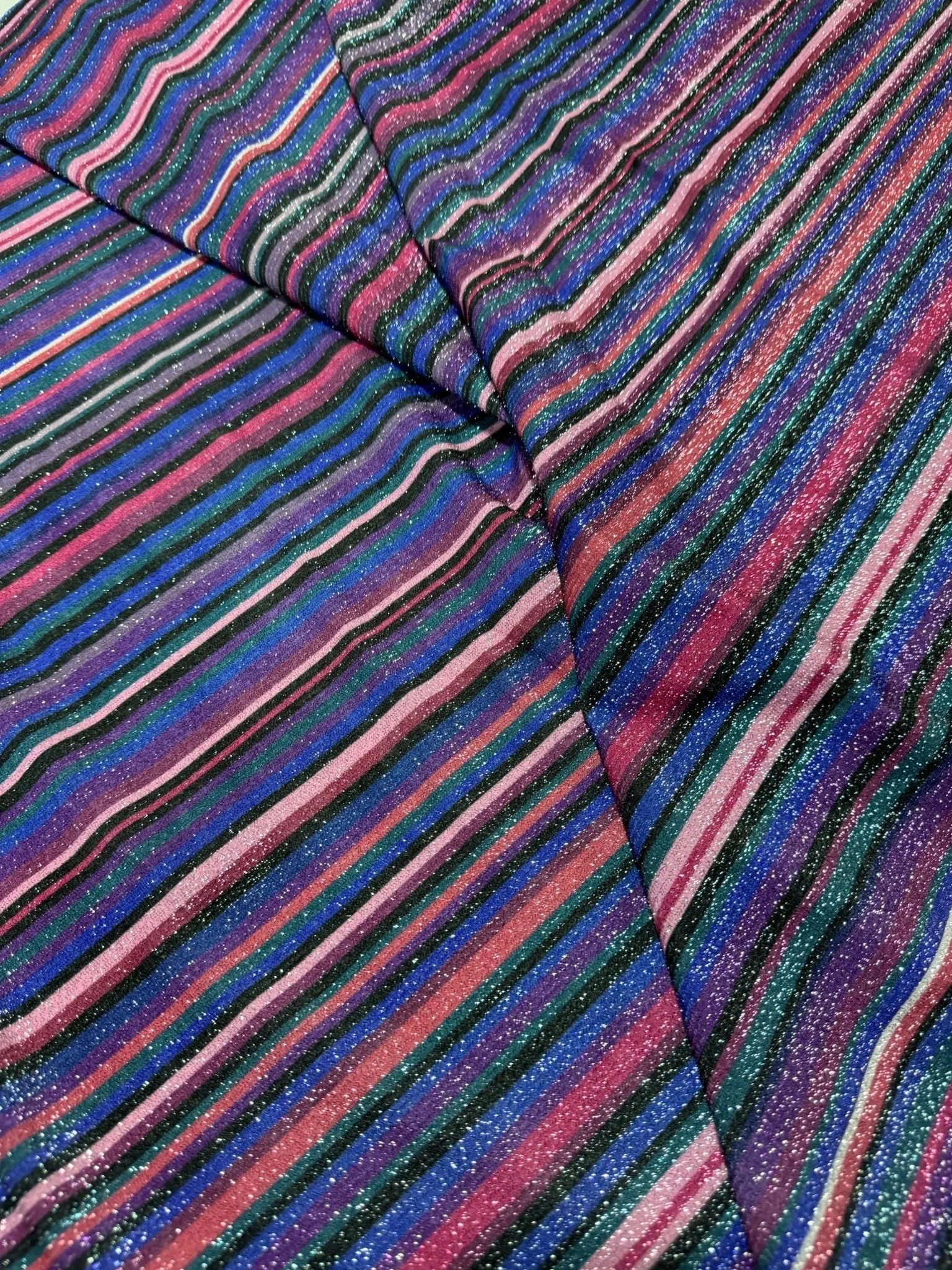 Glitter Striped Lurex Spandex Fabric - 4-Way Stretch Dress Fabric