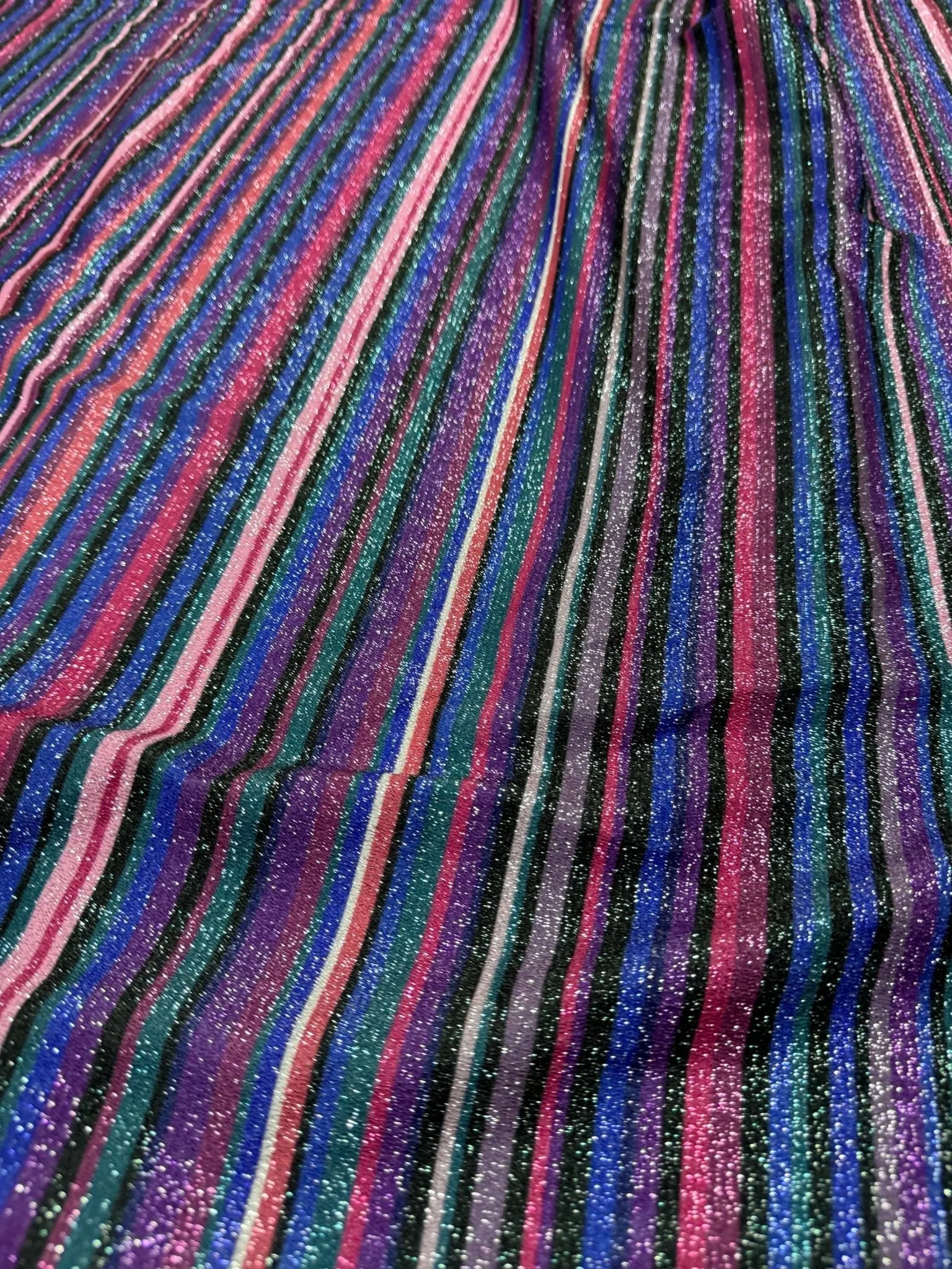 Glitter Striped Lurex Spandex Fabric - 4-Way Stretch Dress Fabric