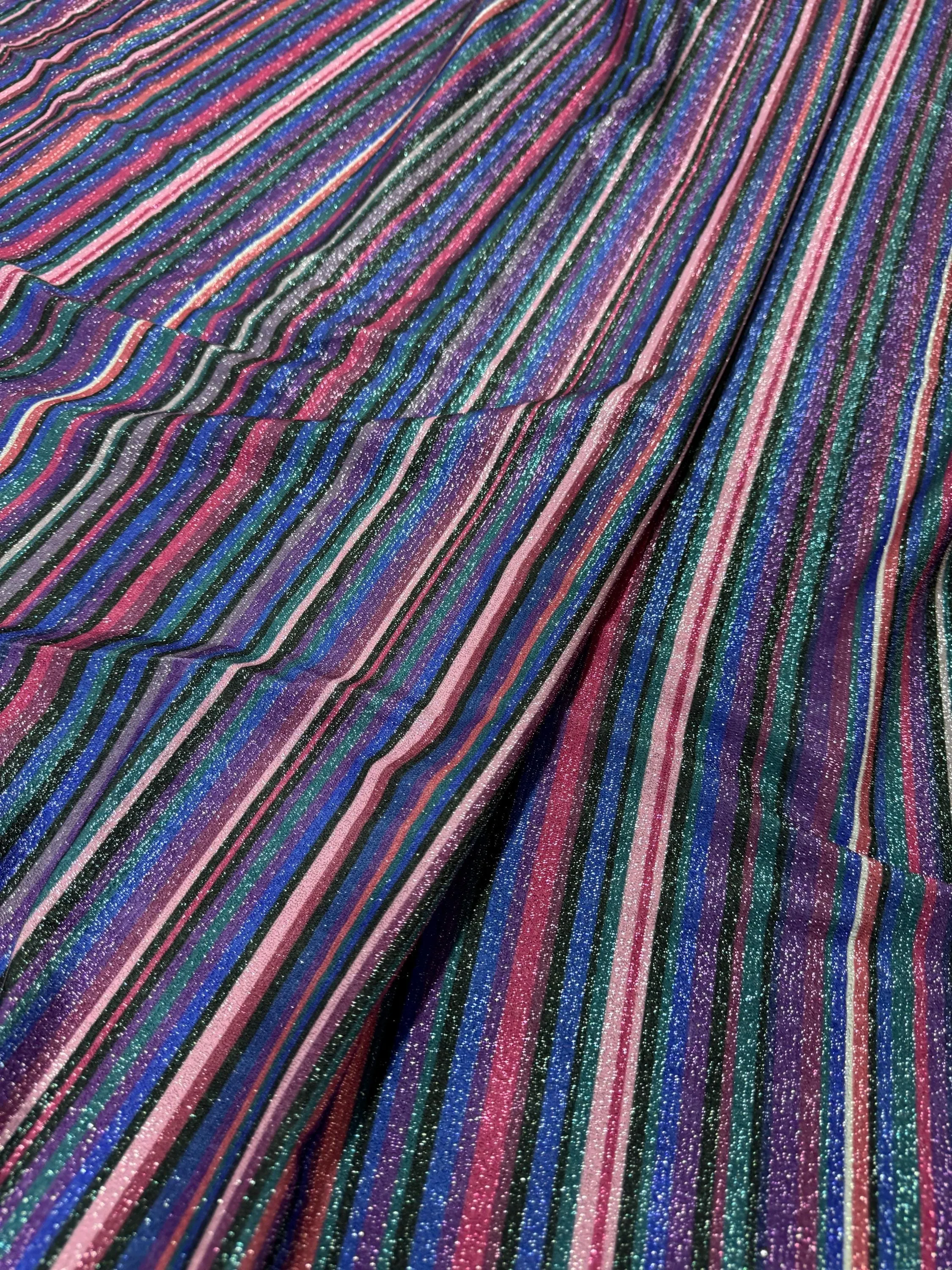 Glitter Striped Lurex Spandex Fabric - 4-Way Stretch Dress Fabric