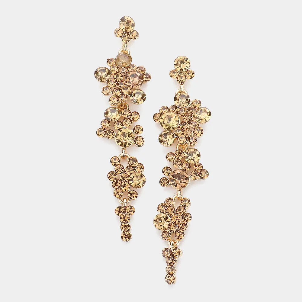 Gold Crystal Long Dangle Earrings | 350826