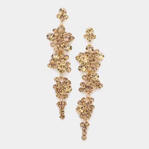 Gold Crystal Long Dangle Earrings | 350826