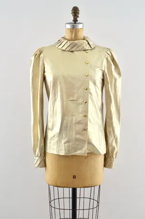 Golden Side Button  Blouse