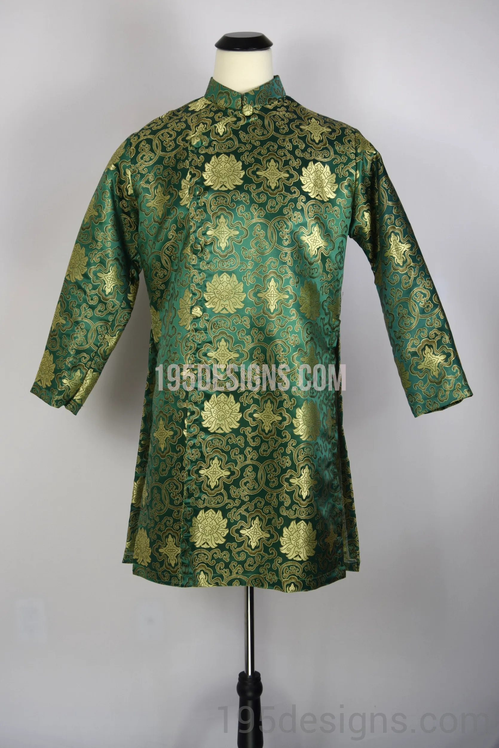 Green Brocade Ao Dai Men -  Áo Dài Gấm Xanh Nam