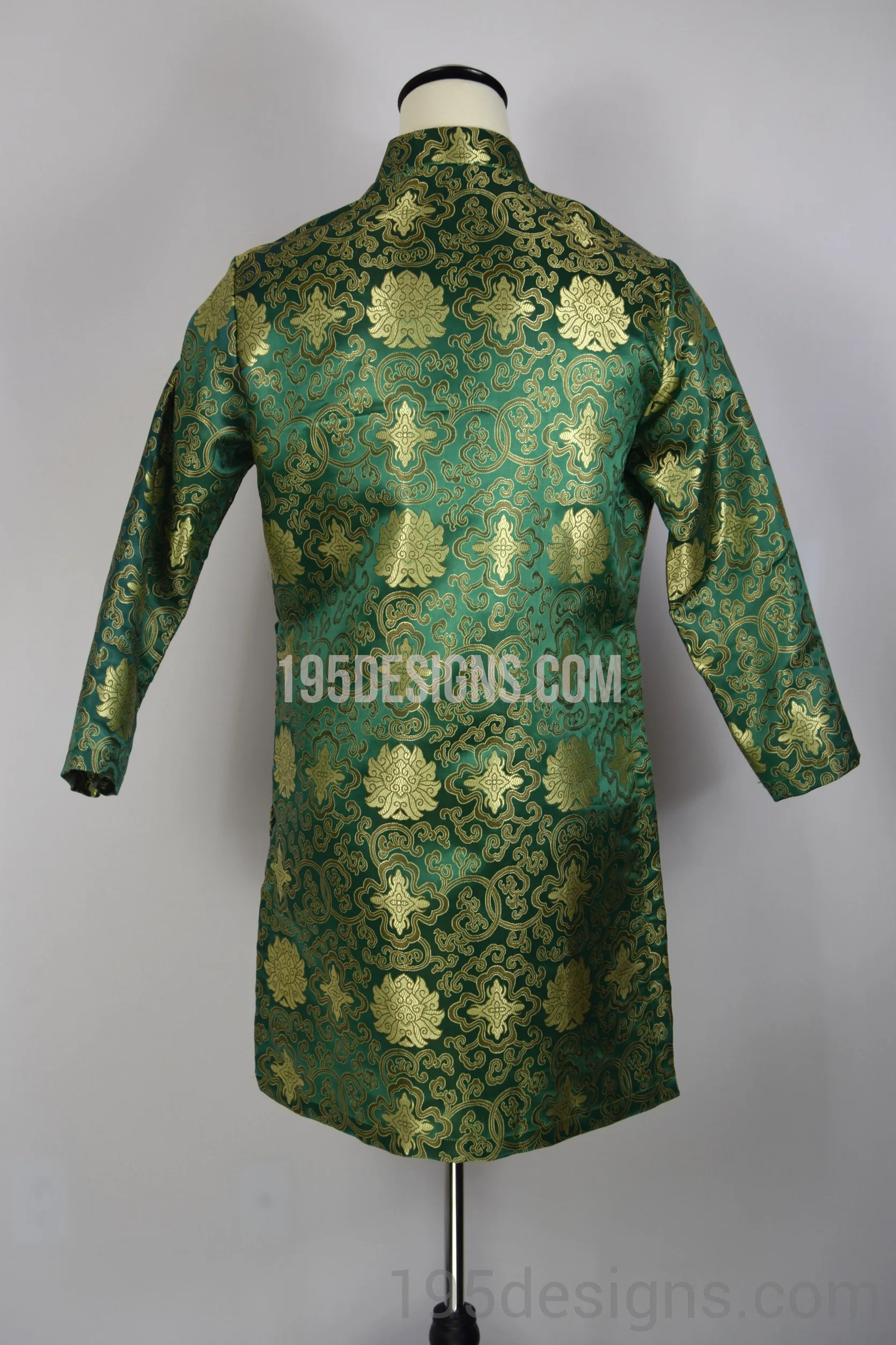 Green Brocade Ao Dai Men -  Áo Dài Gấm Xanh Nam
