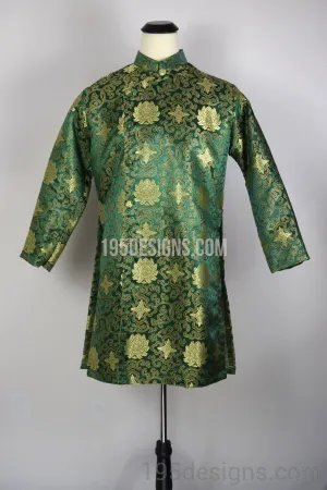 Green Brocade Ao Dai Men -  Áo Dài Gấm Xanh Nam