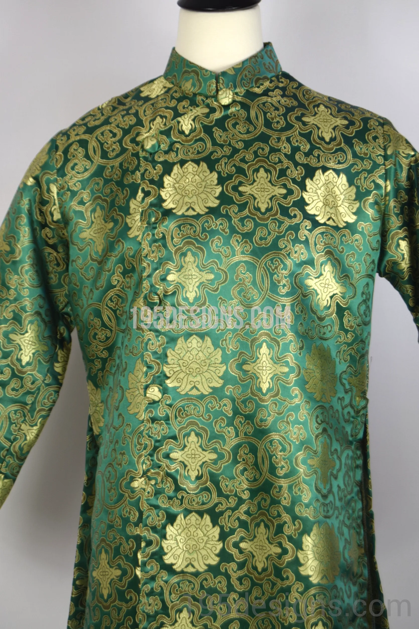 Green Brocade Ao Dai Men -  Áo Dài Gấm Xanh Nam