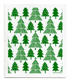 Green Christmas Forest Dishcloth