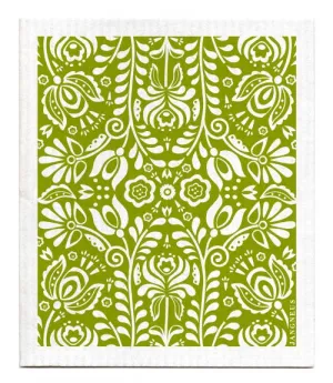Green Scandi Bloom Dishcloth