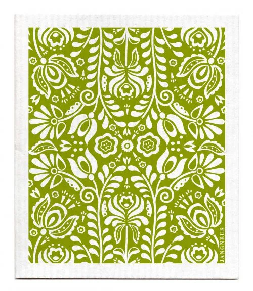 Green Scandi Bloom Dishcloth