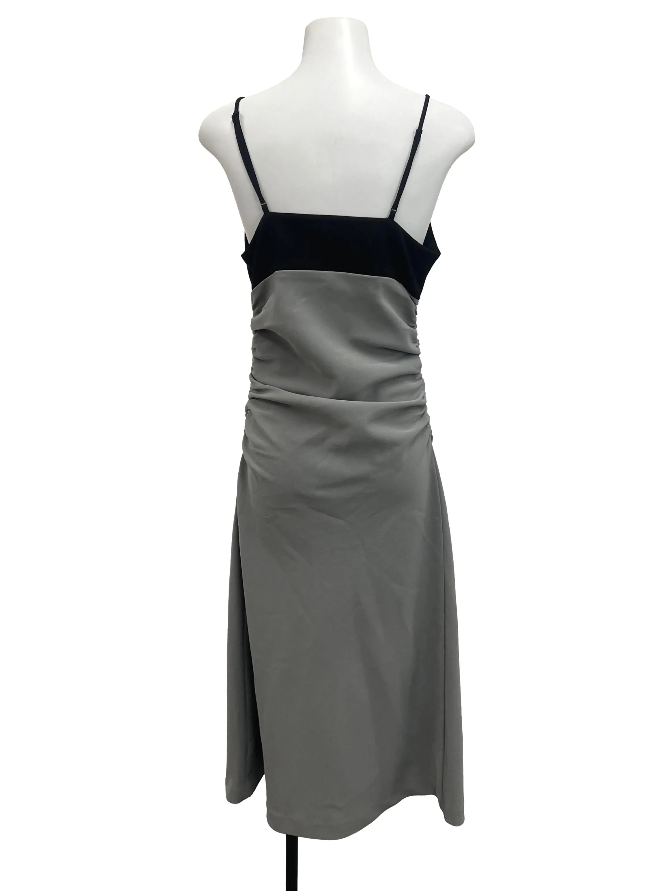 Grey Black Ruched Dress