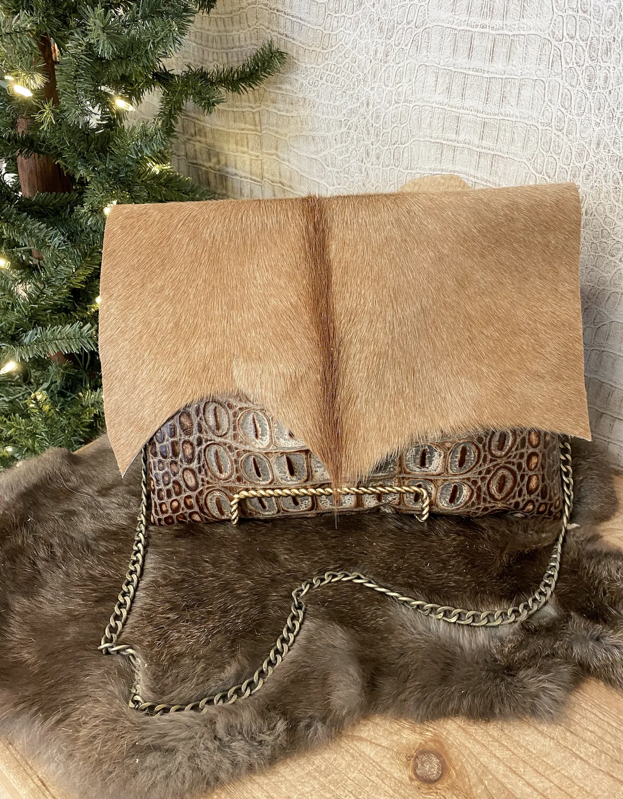 Grey/Brown Croc With Linebacker Flap