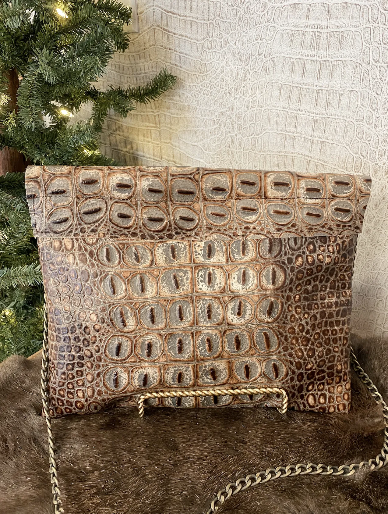 Grey/Brown Croc With Linebacker Flap