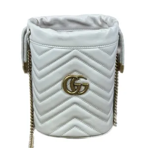 Gucci GG Marmont Mini Bucket Bag - White