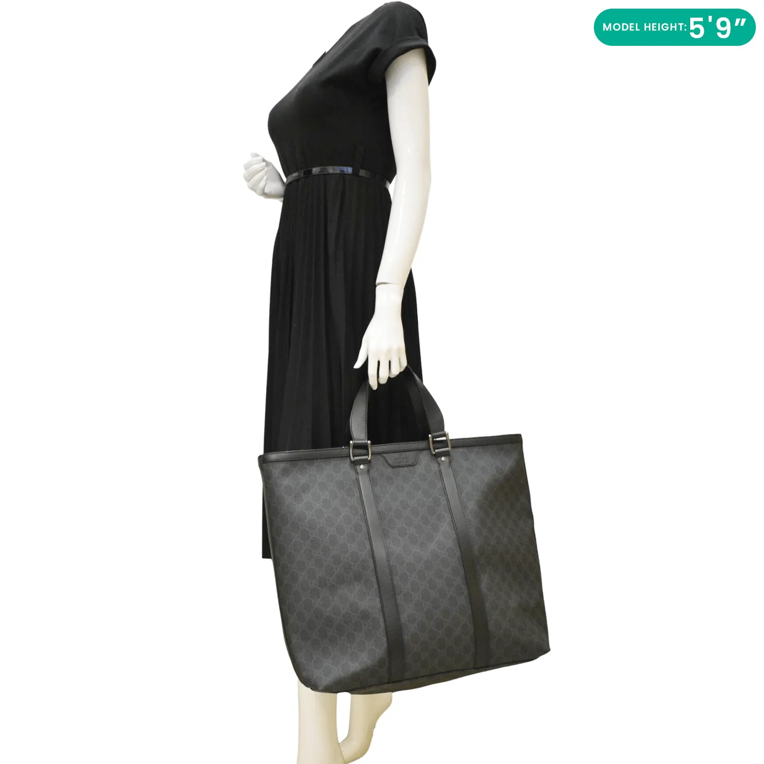 GUCCI GG Supreme Medium Tote Bag Black 322063