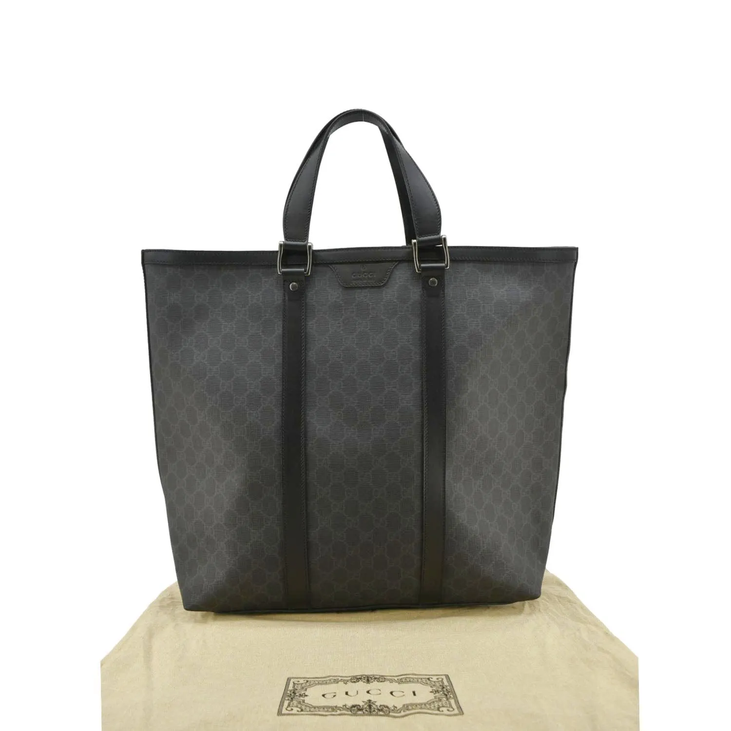 GUCCI GG Supreme Medium Tote Bag Black 322063