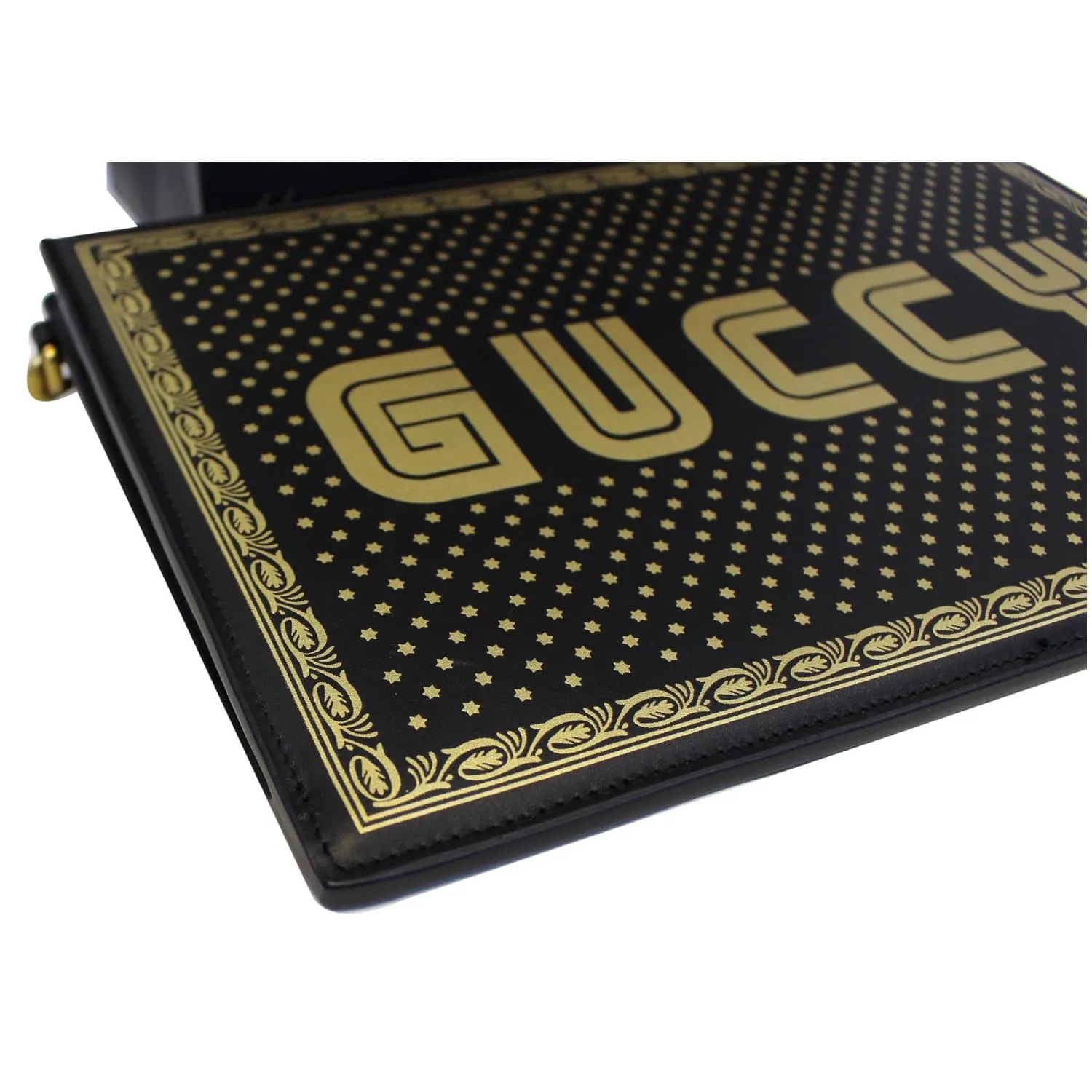 GUCCI GUCCY Star Print Leather Clutch Bag Black 510489 - Last Call