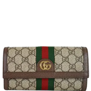 GUCCI Ophidia GG Continental Supreme Canvas Wallet Beige 523153