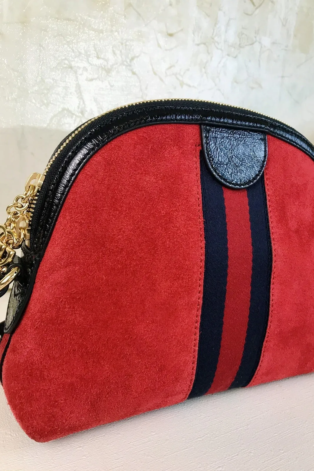 Gucci Ophidia Red Suede Small Crossbody