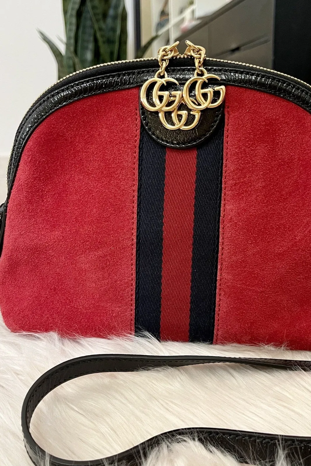 Gucci Ophidia Red Suede Small Crossbody