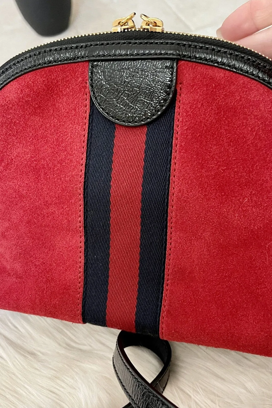 Gucci Ophidia Red Suede Small Crossbody
