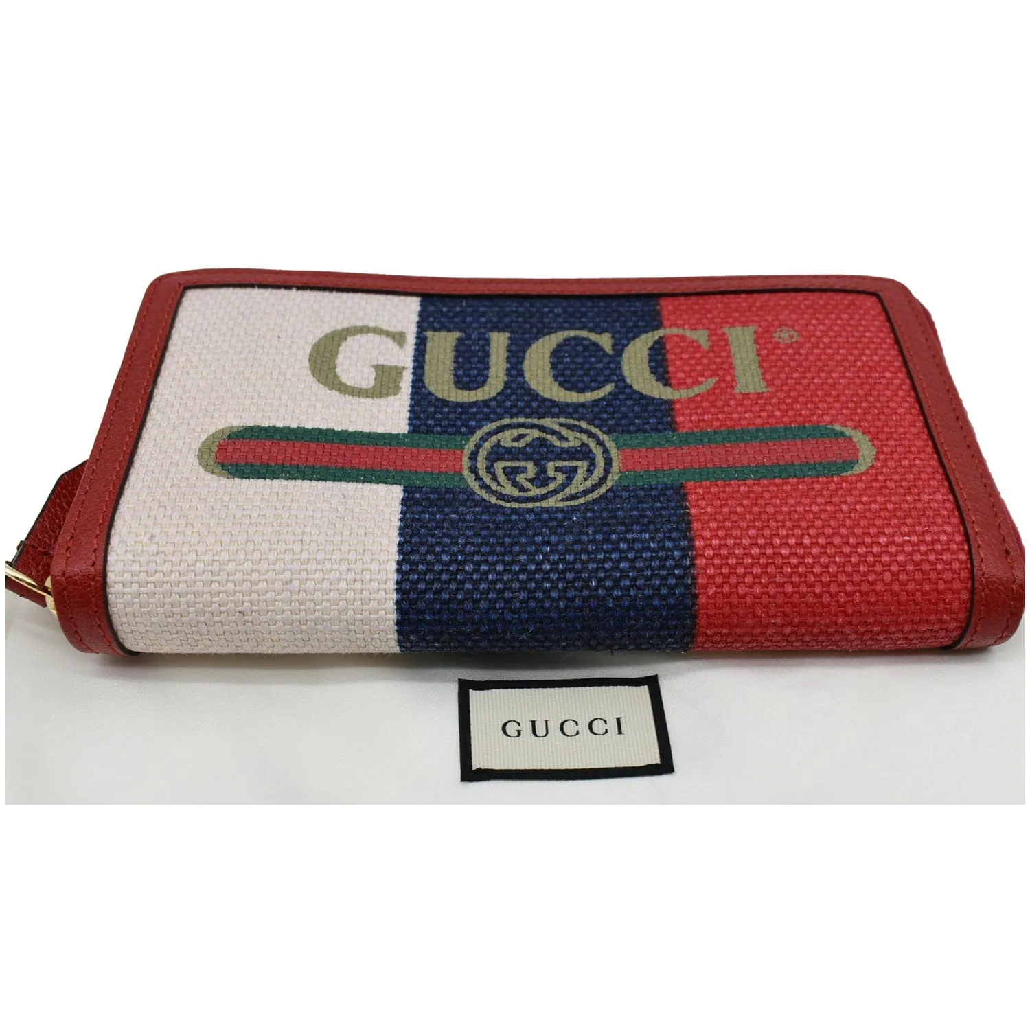 GUCCI Web Stripe Canvas Zippy Wallet Multicolor 524790