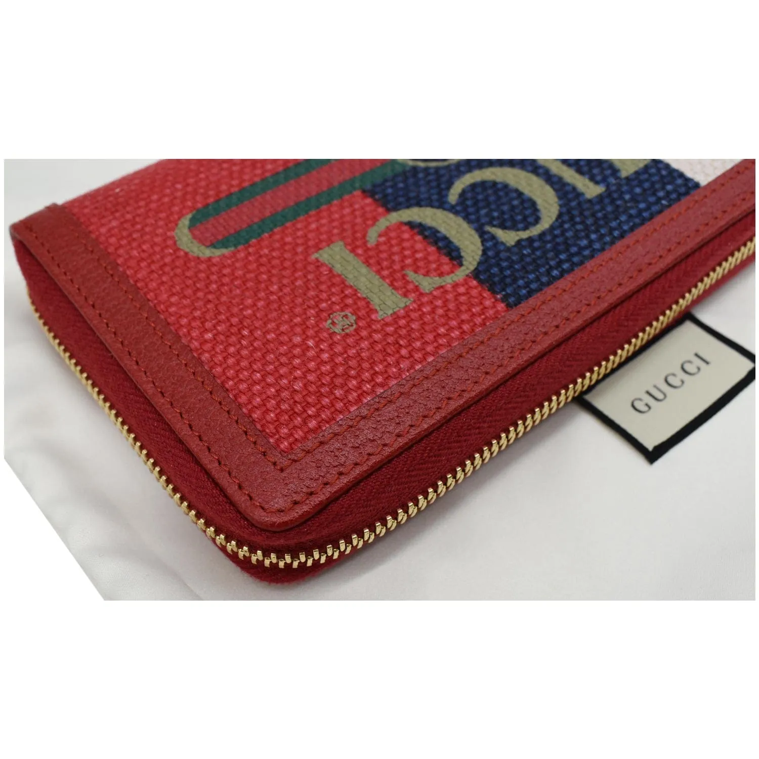 GUCCI Web Stripe Canvas Zippy Wallet Multicolor 524790