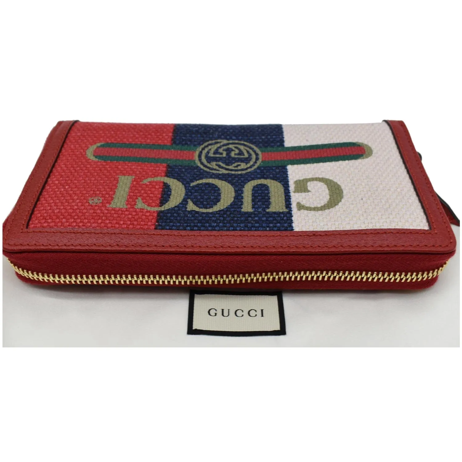GUCCI Web Stripe Canvas Zippy Wallet Multicolor 524790