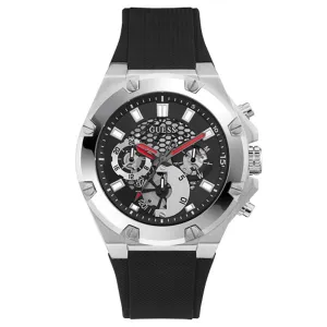Guess Gents Third Gear Silver & Black Watch