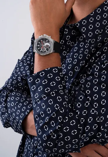 Guess Gents Third Gear Silver & Black Watch