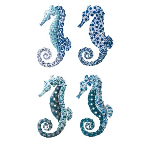 Hand Painted Blue and White Seahorses, 4 Asst.,6awd169
