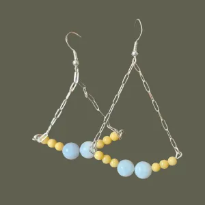 Handmade Sterling Silver Boho Earrings with Aquamarine & Yellow Jasper | Confidence & Tranquility Jewelry