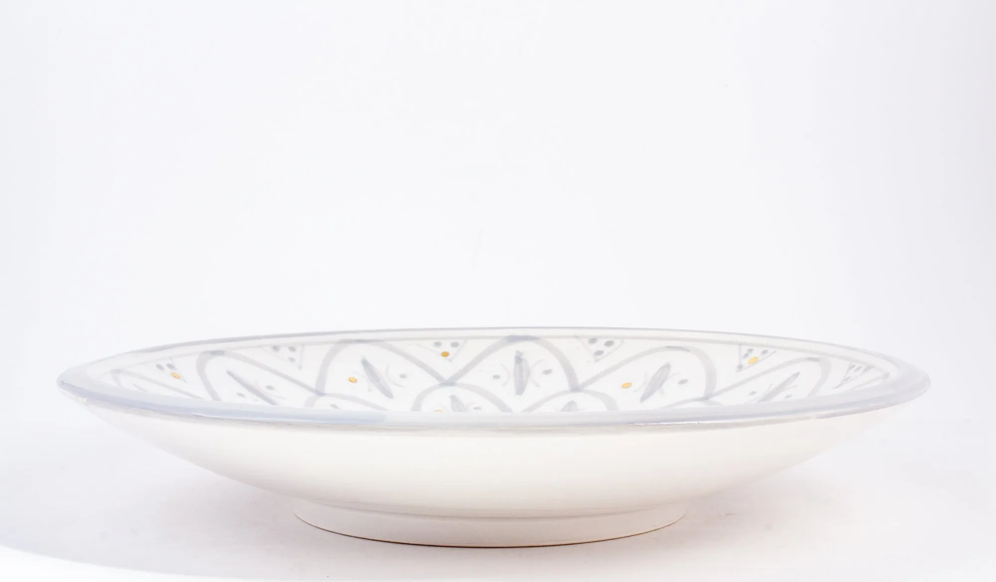 Handmade Zwak Pattern Glazed Moroccan Platter with 12K Gold | More Colors Available
