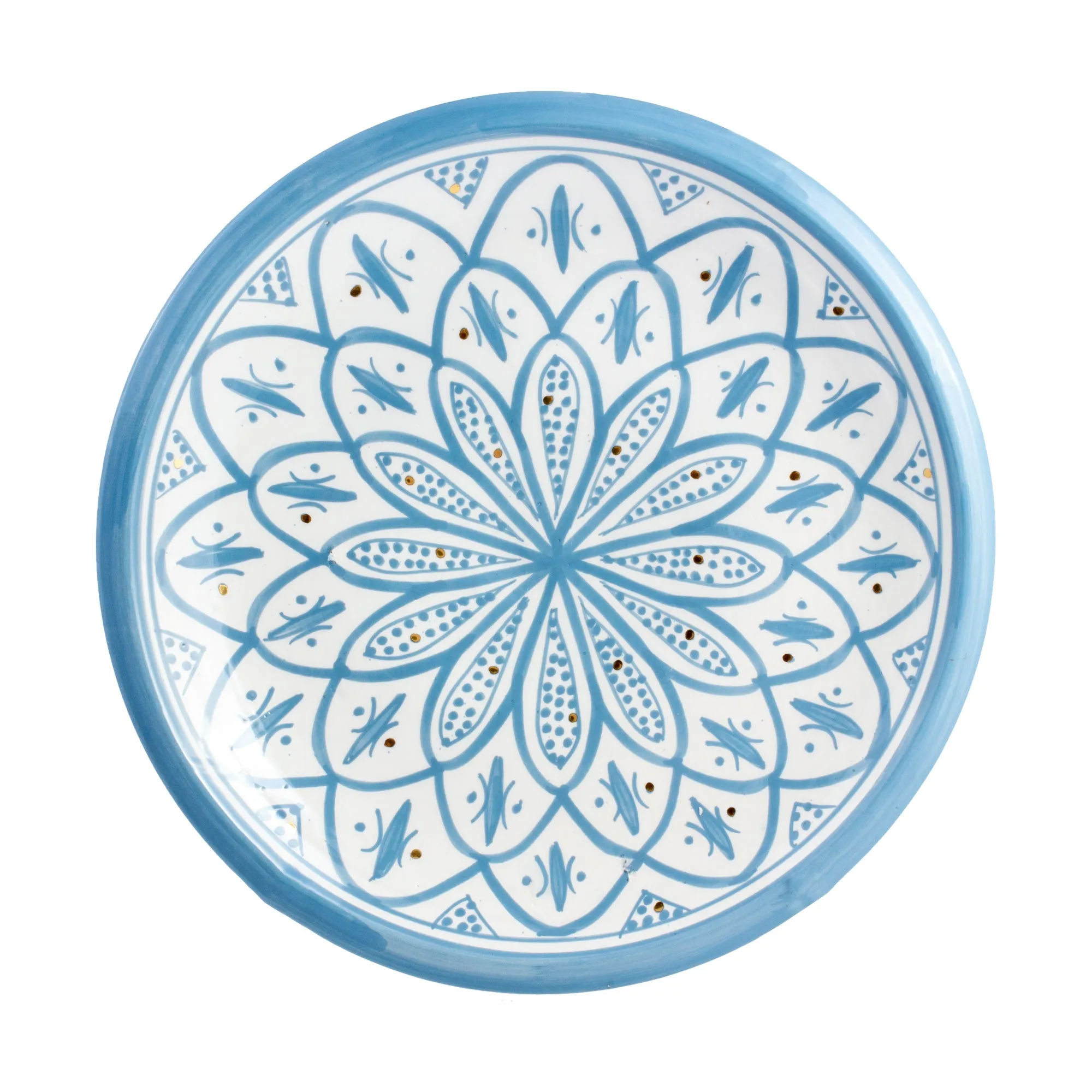 Handmade Zwak Pattern Glazed Moroccan Platter with 12K Gold | More Colors Available