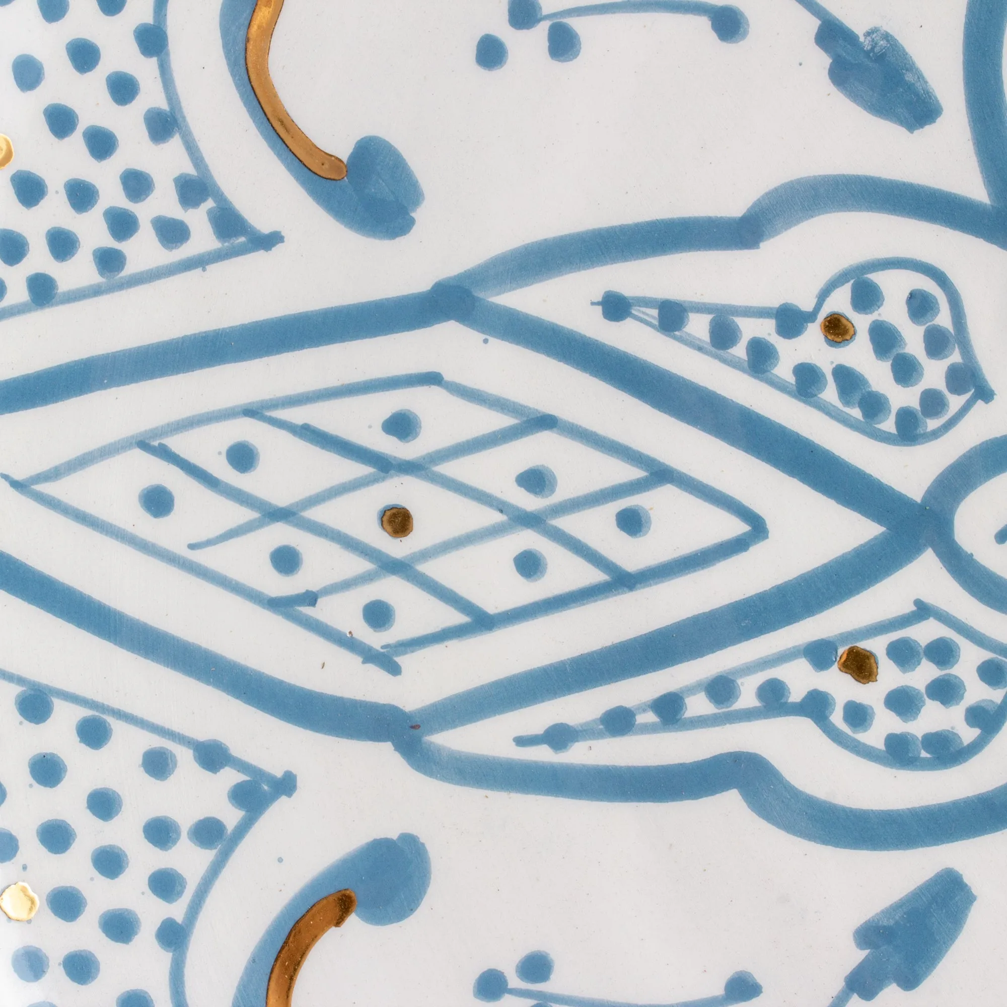 Handmade Zwak Pattern Glazed Moroccan Platter with 12K Gold | More Colors Available