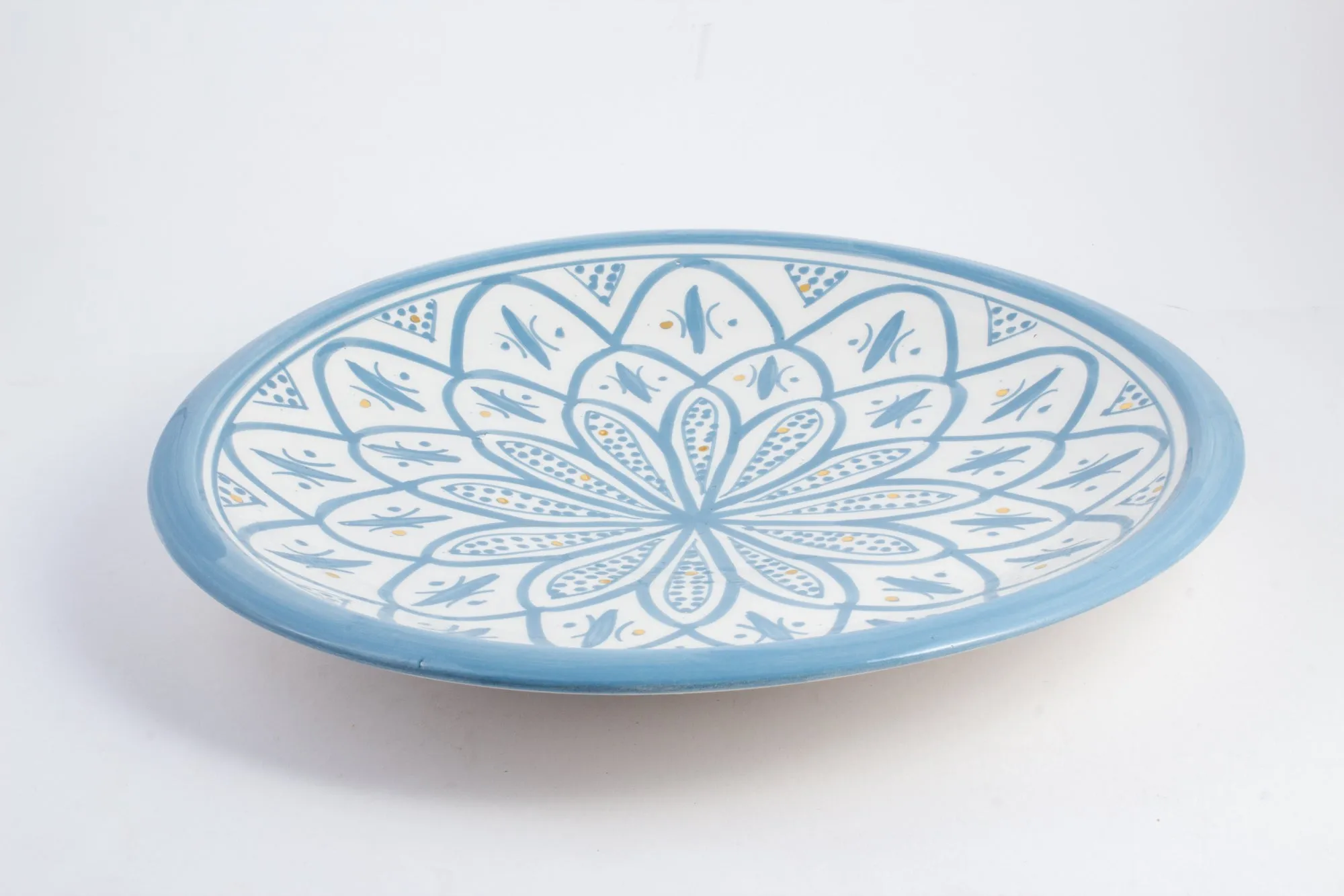 Handmade Zwak Pattern Glazed Moroccan Platter with 12K Gold | More Colors Available