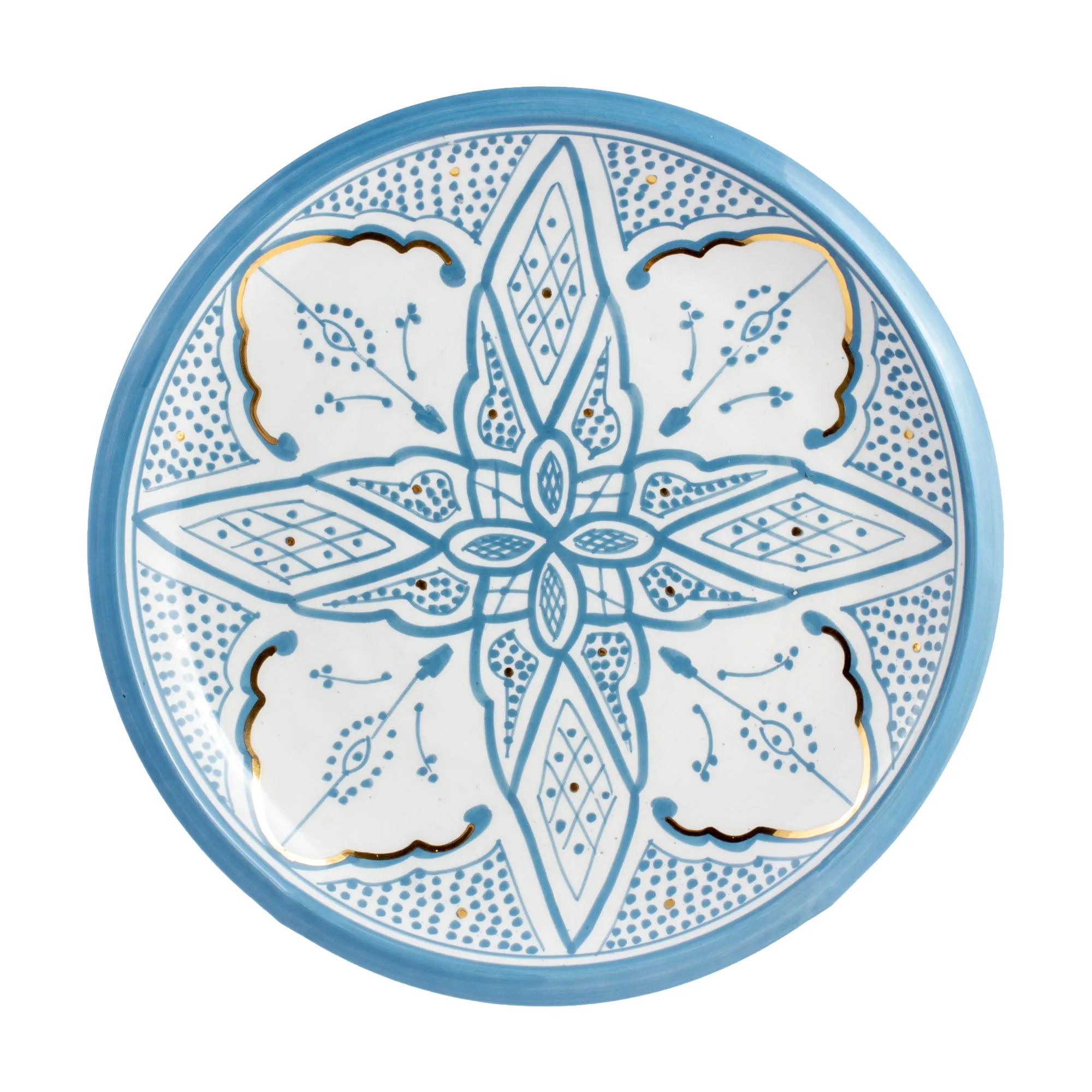 Handmade Zwak Pattern Glazed Moroccan Platter with 12K Gold | More Colors Available